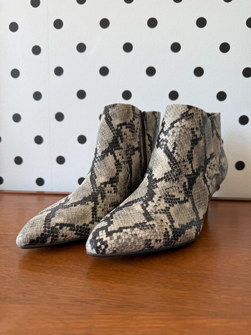 Clarks Snake Print Kitten Heel Ankle Boots